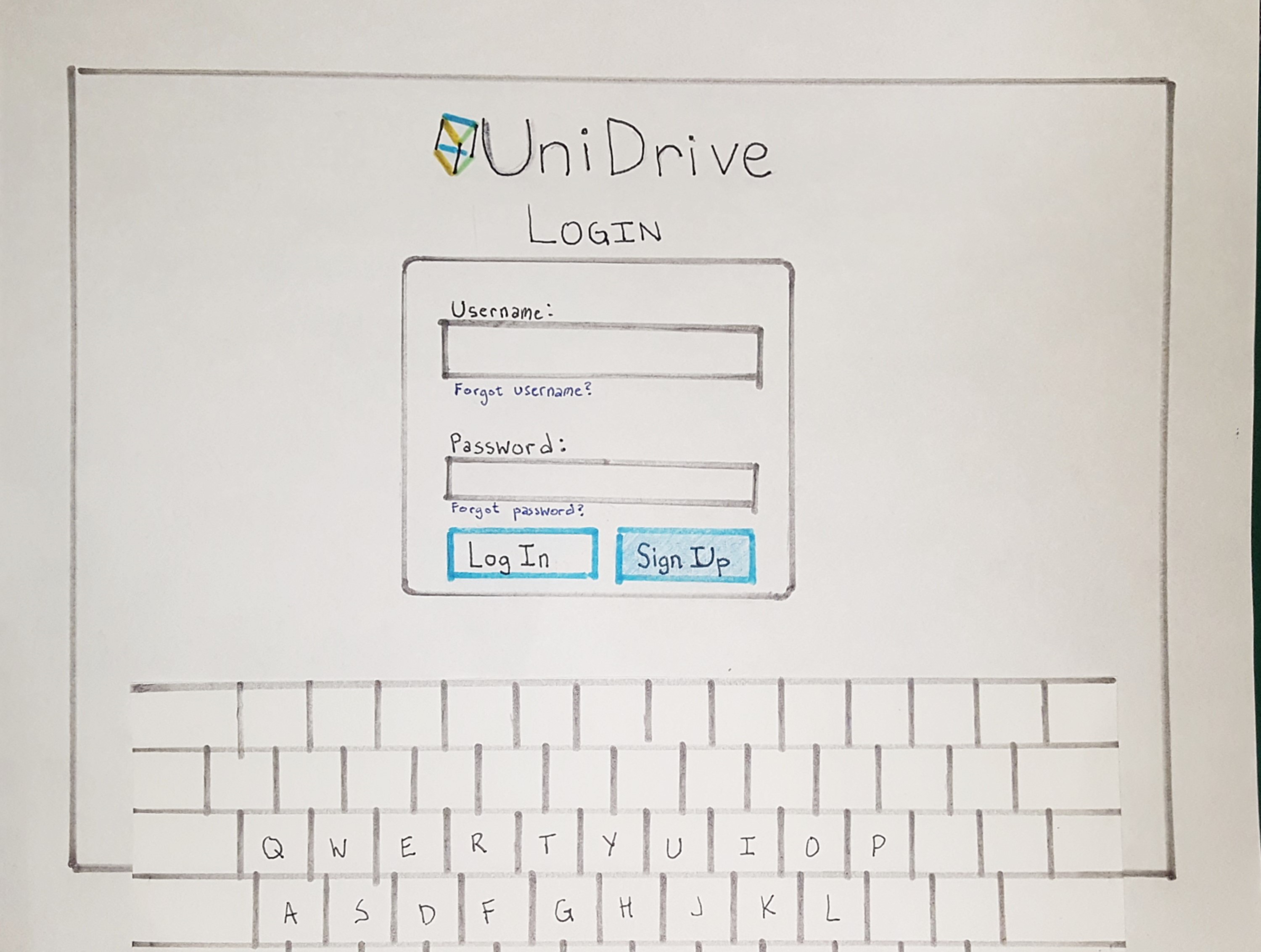 unidrive low fidelity paper prototype